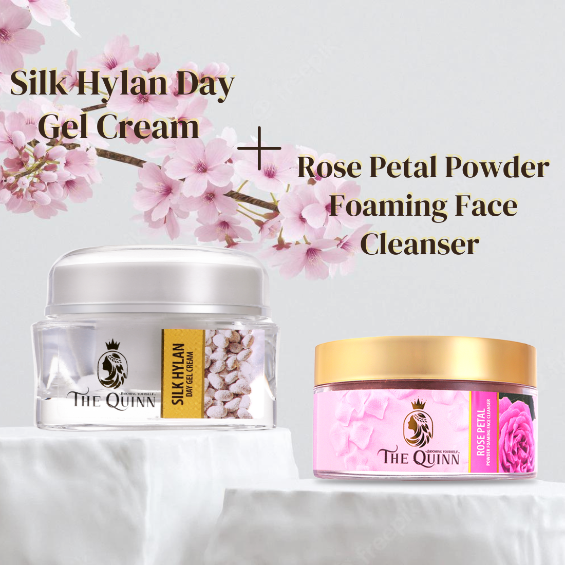 Rose Petal Powder Foaming Face Cleanser + Silk Hylan Day Gel Cream